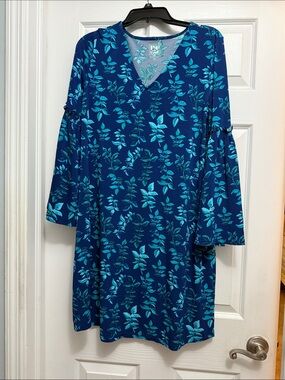 Pip & Vine by Rosie Pope Maternity Top - Teal Leaf Print